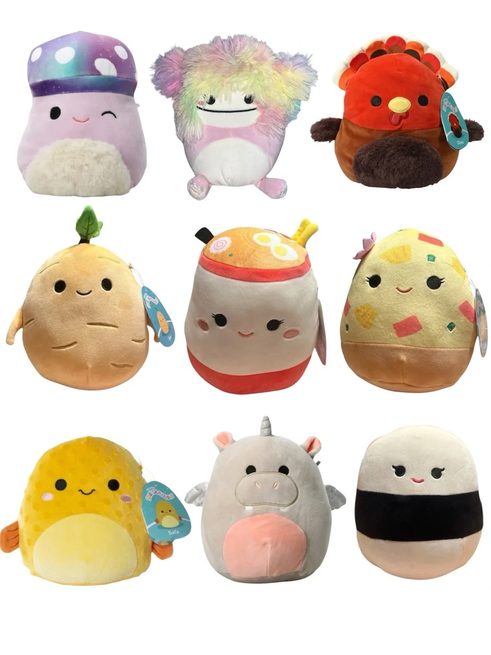 Lot Of 9 New With Tags 7.5” Squishmallows Plus 3 Free NWT Minis 4.5”